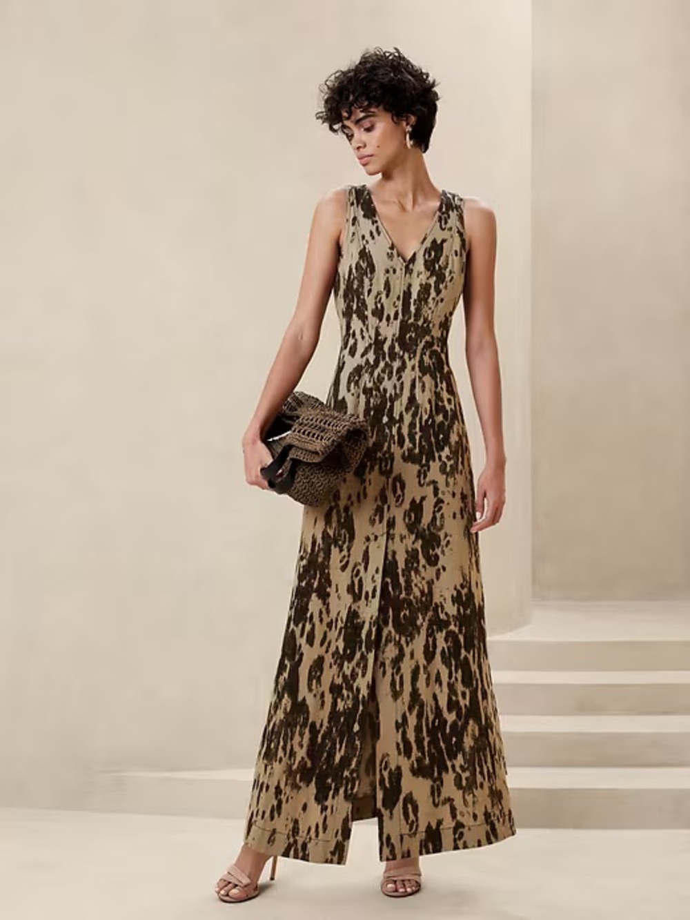 Banana Republic Factory LINEN-BLEND SEAM BODICE MAXI DRESS 6